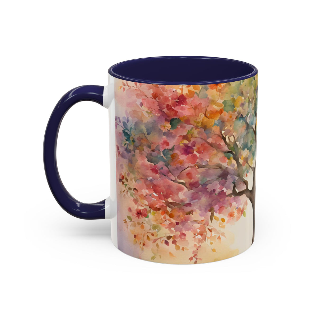 Watercolor Tree Accent Coffee Mug — Colorful Nature Art 11/15oz