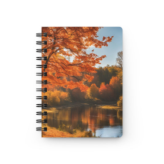 Autumn Reflection Spiral Journal — Fall Trees & Lake Writing Notebook