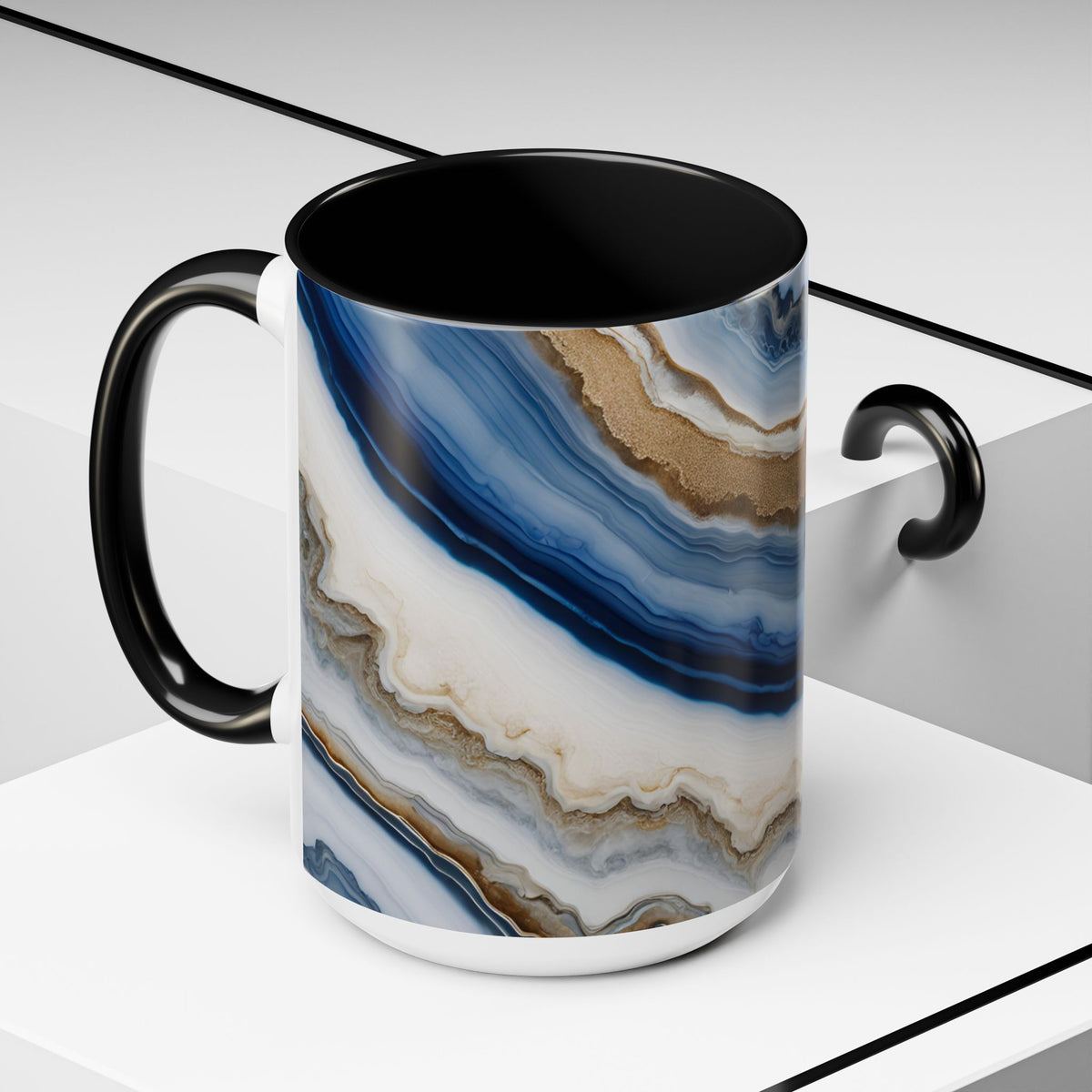 Blue Agate Accent Coffee Mug — Marble Stone Pattern 11/15oz