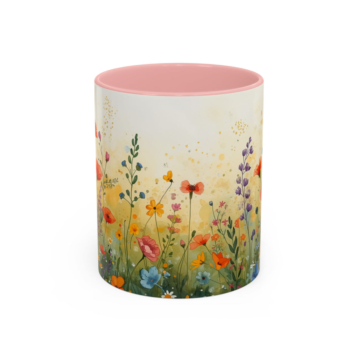 Floral Meadow Accent Coffee Mug — Watercolor Wildflower 11/15oz