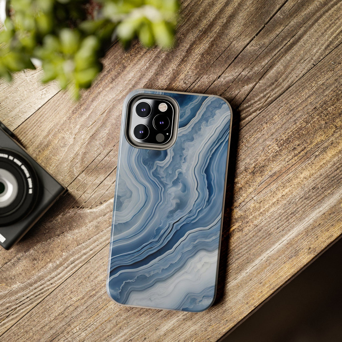 Blue Lace Agate Tough Phone Case — Marble Stone Protective Phone Cover