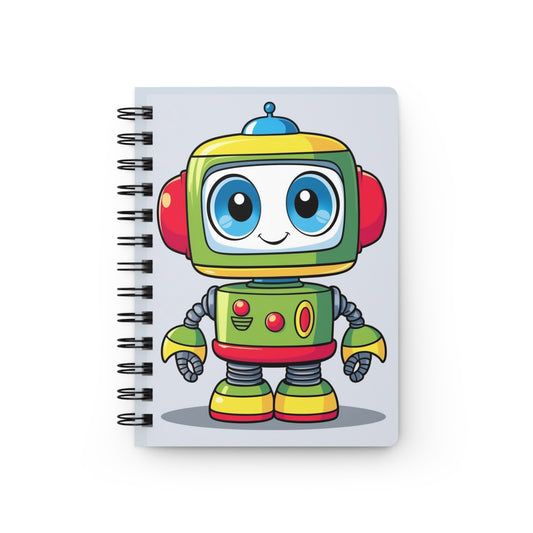 Cute Retro Robot Spiral Notebook — Kids' Cute Robot Journal for School & Doodling