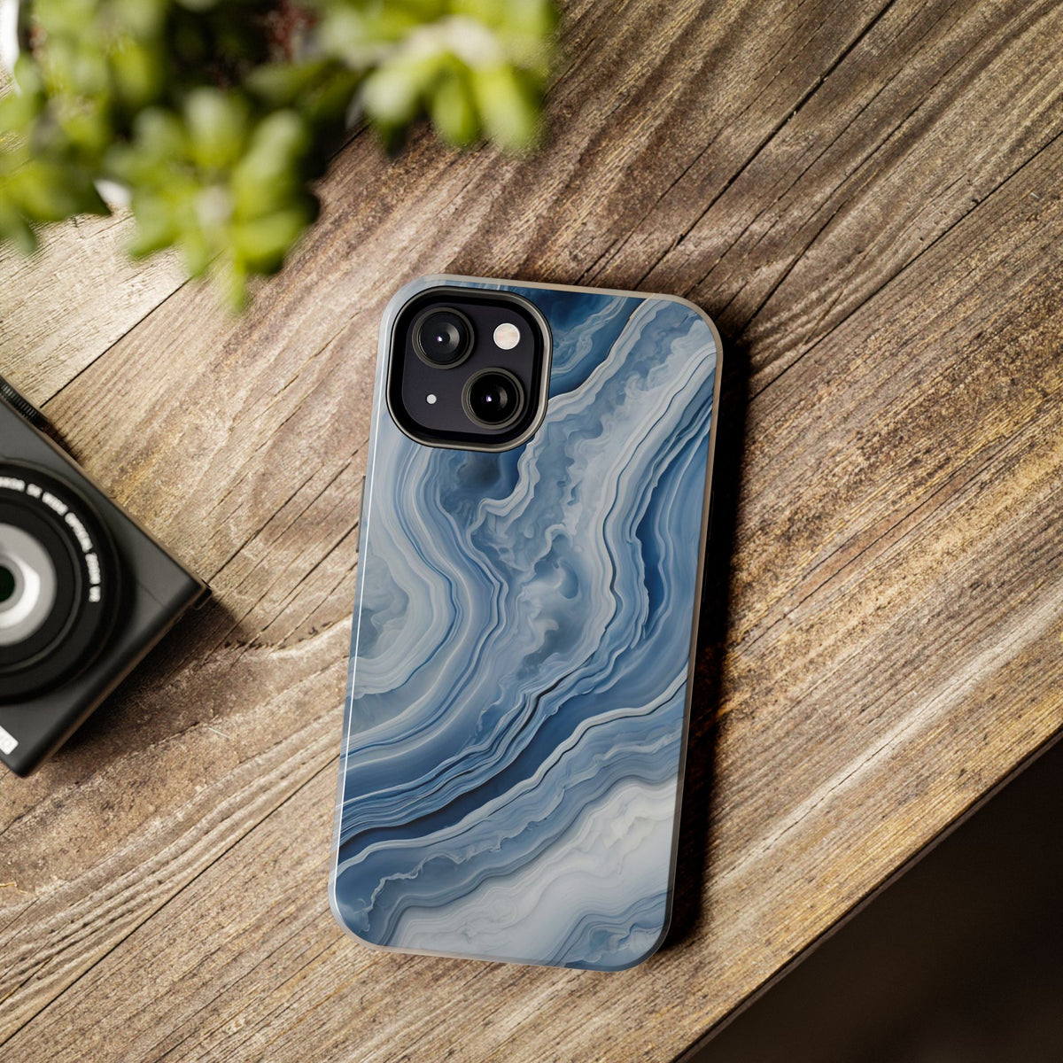 Blue Lace Agate Tough Phone Case — Marble Stone Protective Phone Cover