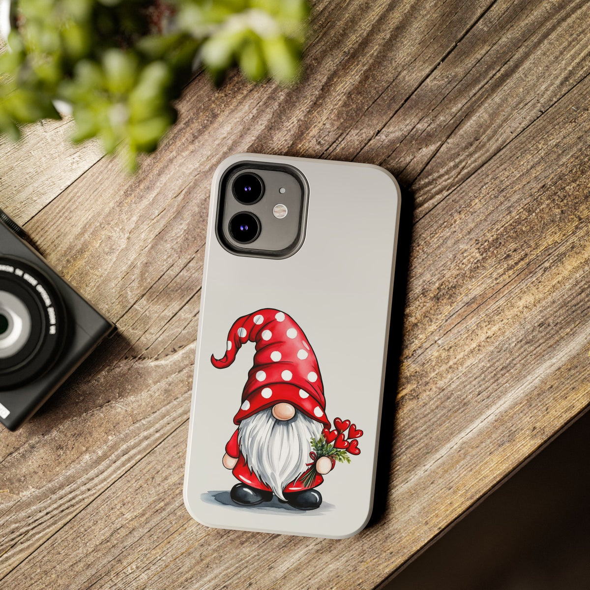 Valentine Gnome Phone Case — Cute Polka Dot Red Gnome Protective Case