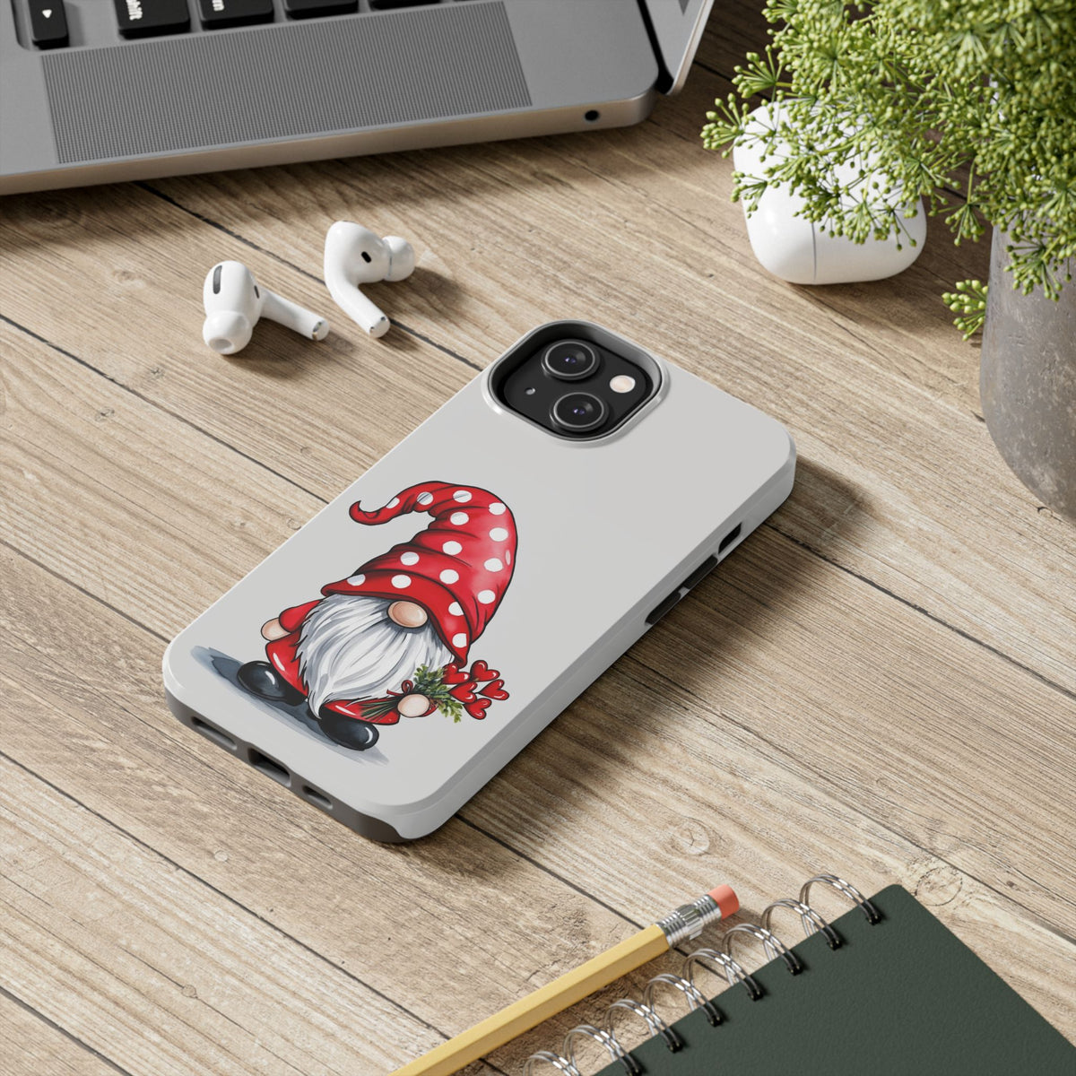 Valentine Gnome Phone Case — Cute Polka Dot Red Gnome Protective Case