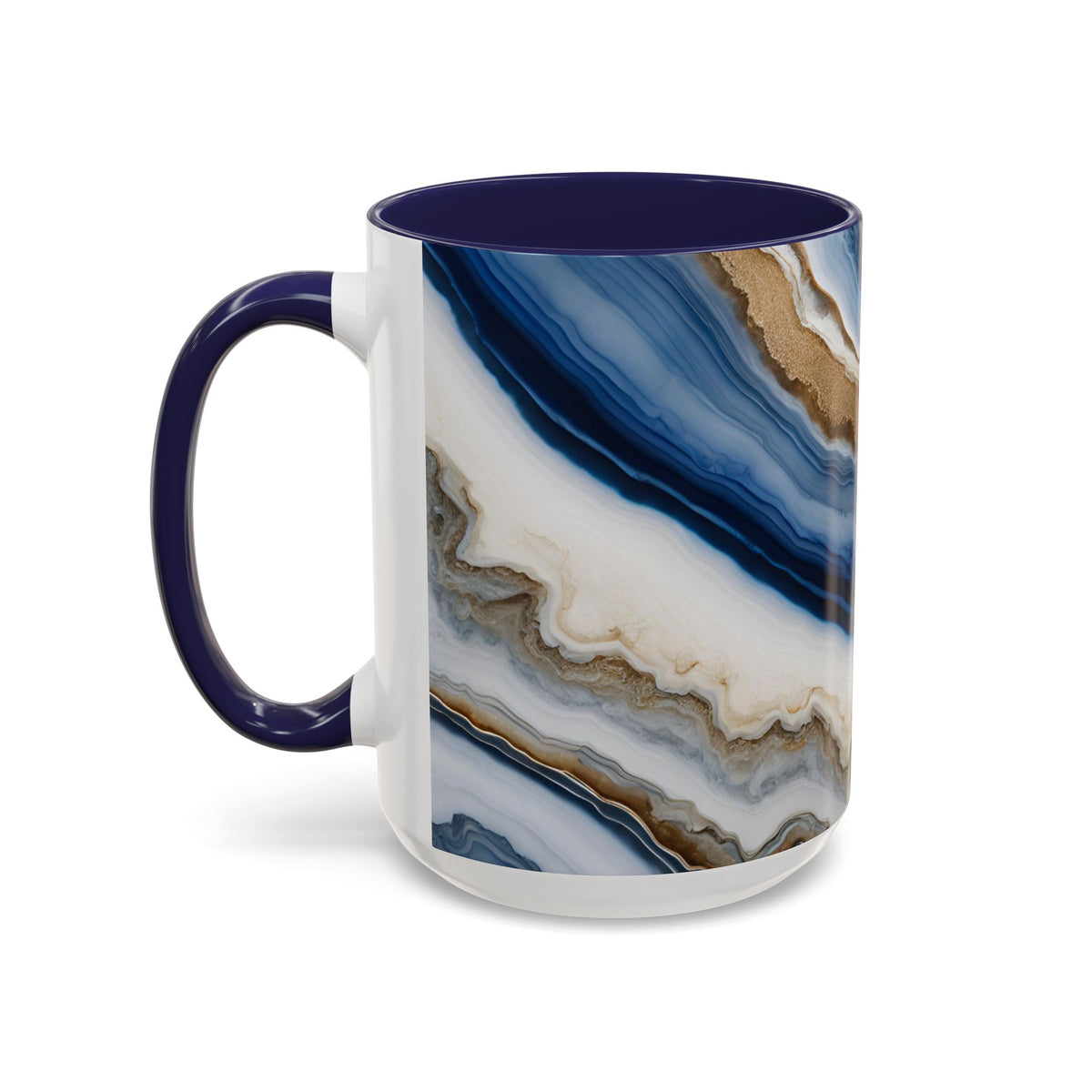 Blue Agate Accent Coffee Mug — Marble Stone Pattern 11/15oz