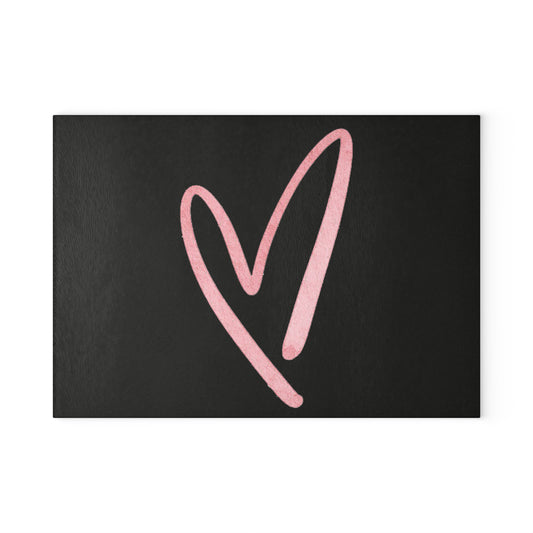 Pink Heart Glass Cutting Board — Modern Romantic Kitchen Decor