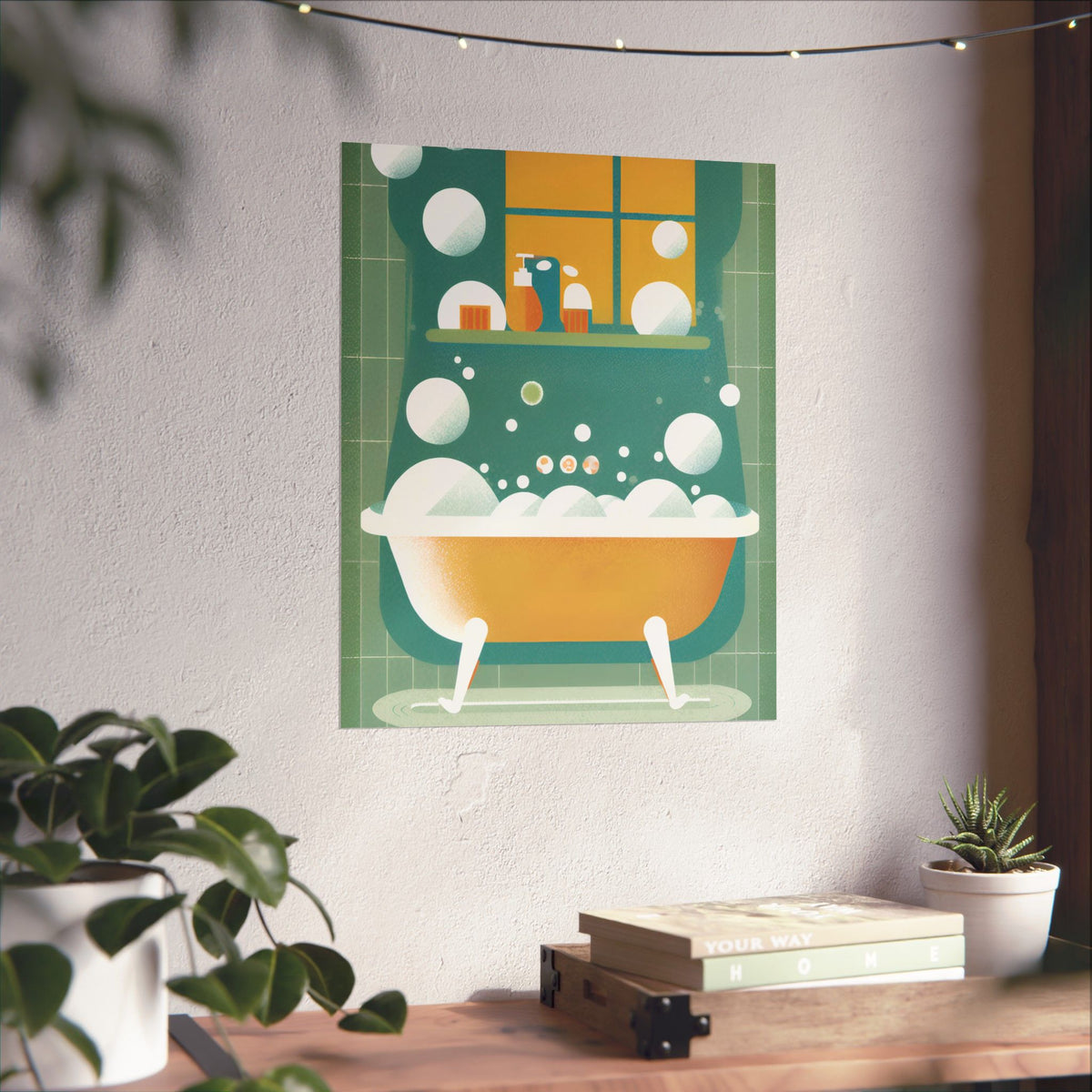 Bathroom Bubble Bath Poster — Matte Vertical Home Wall Art