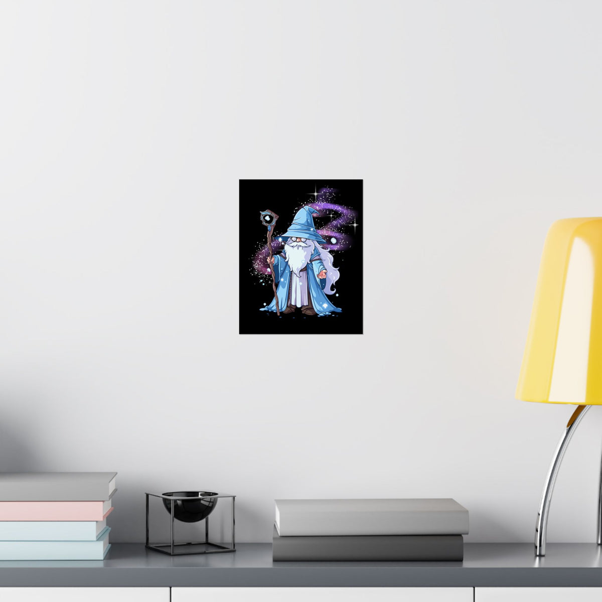 Wizard Poster — Cute Blue Wizard Matte Vertical Art Print