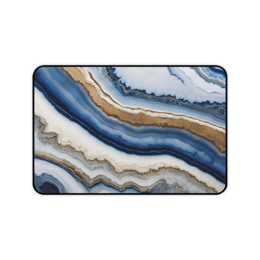 Blue & Gold Agate Desk Mat — Marble Geode Desk Pad