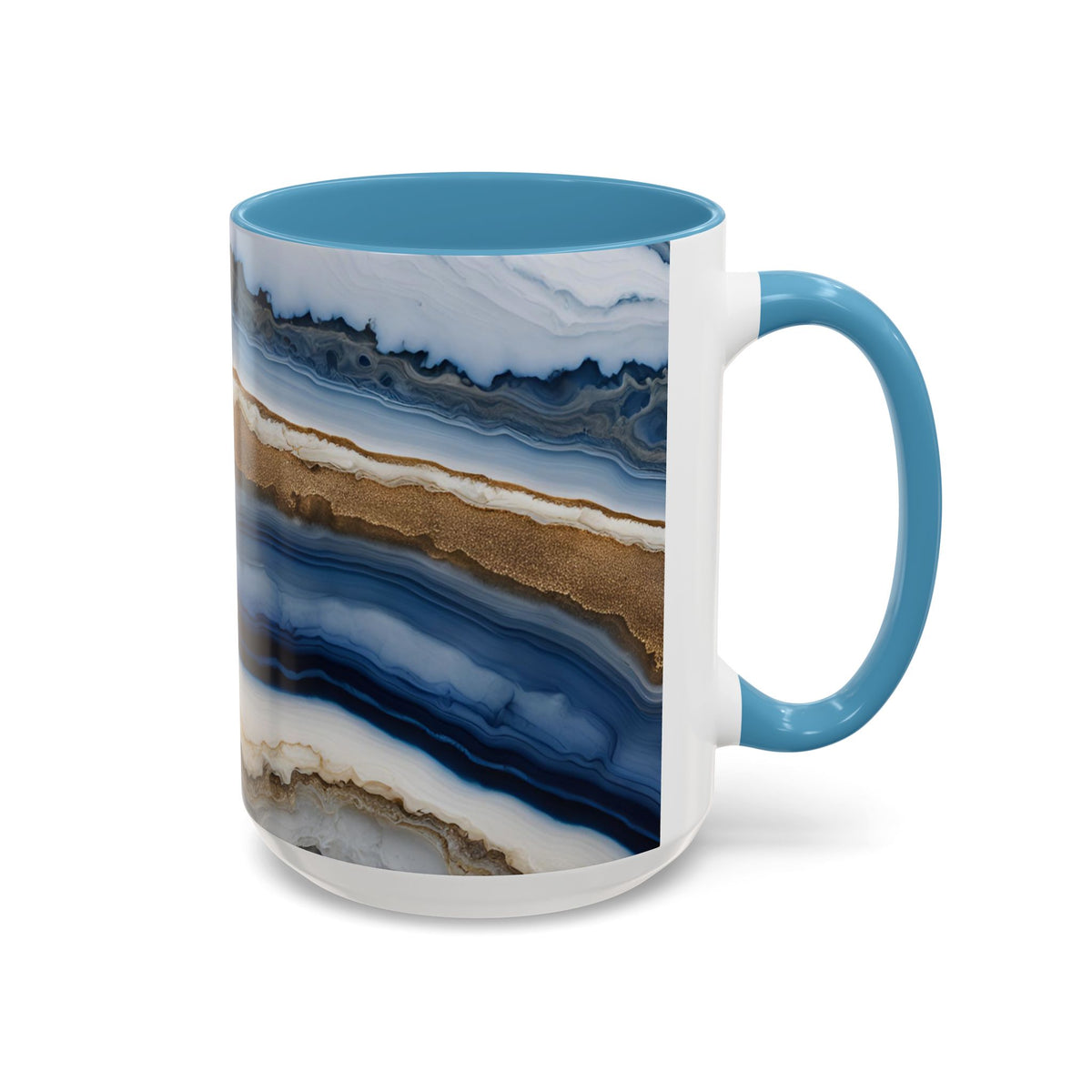 Blue Agate Accent Coffee Mug — Marble Stone Pattern 11/15oz