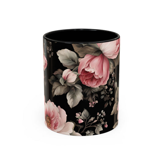 Pink Vintage Rose Accent Coffee Mug – Floral 11/15oz