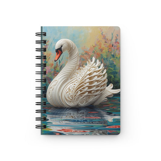 Beautiful Swan Spiral Notebook — Elegant Swirl-Pattern Swan Journal for Writing & Sketching