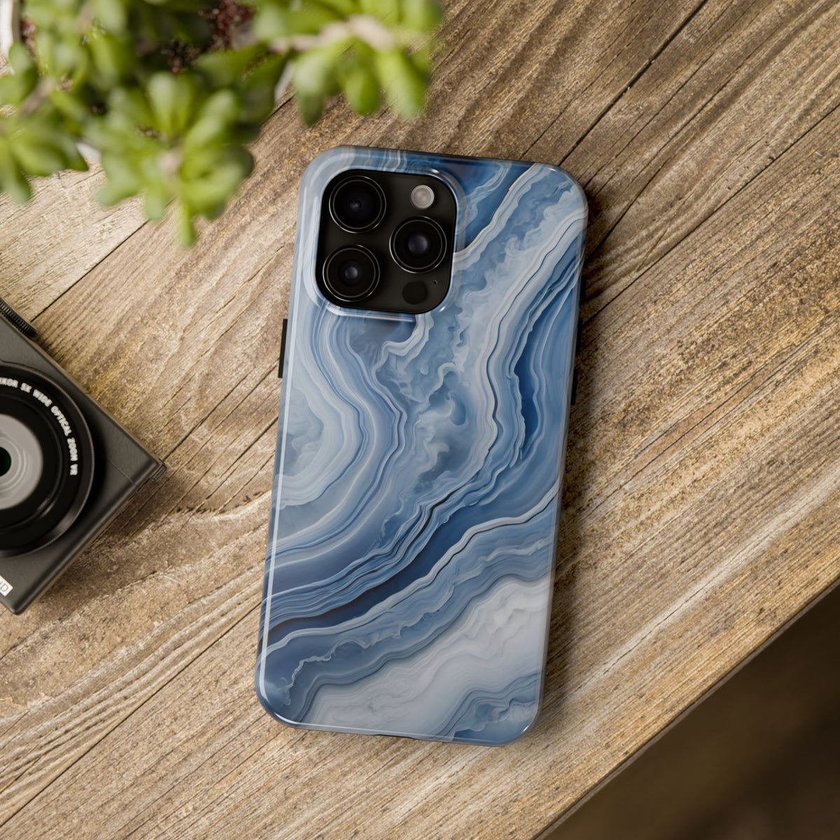 Blue Lace Agate Tough Phone Case — Marble Stone Protective Phone Cover