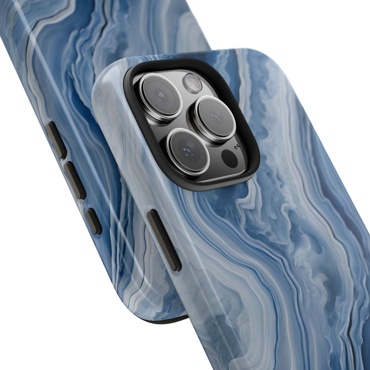 Blue Lace Agate Tough Phone Case — Marble Stone Protective Phone Cover