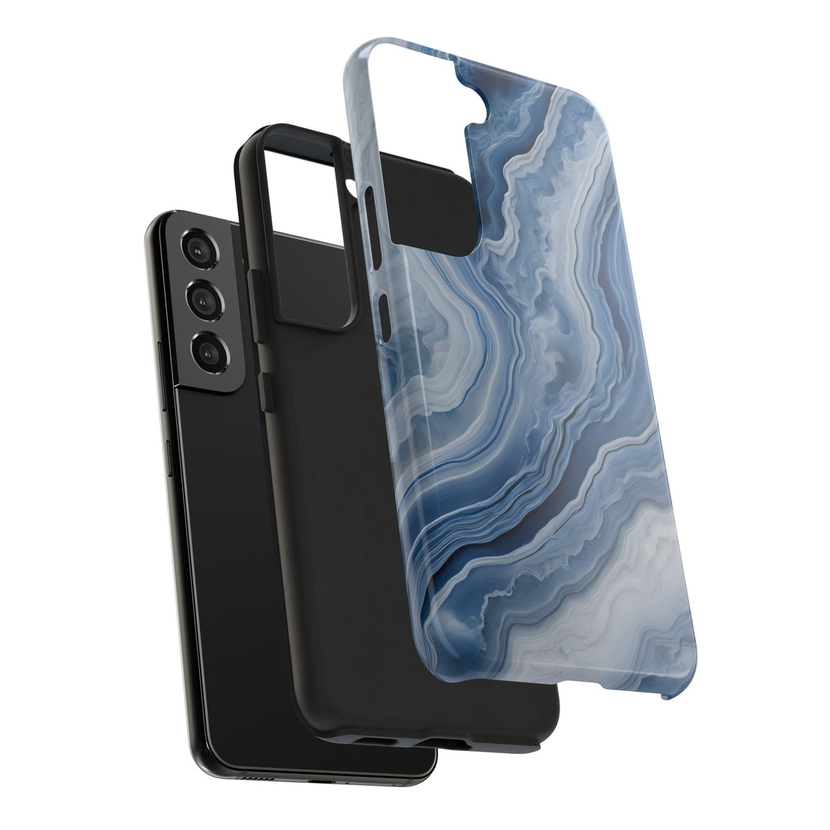 Blue Lace Agate Tough Phone Case — Marble Stone Protective Phone Cover