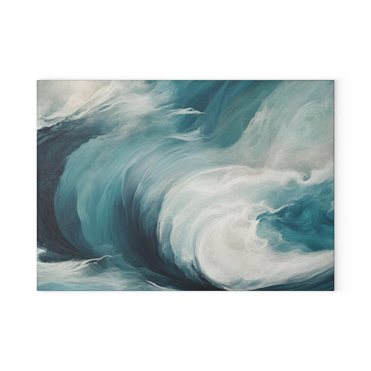 Glass Cutting Board - Ocean Wave Abstract Tempered Glass Chopping Board