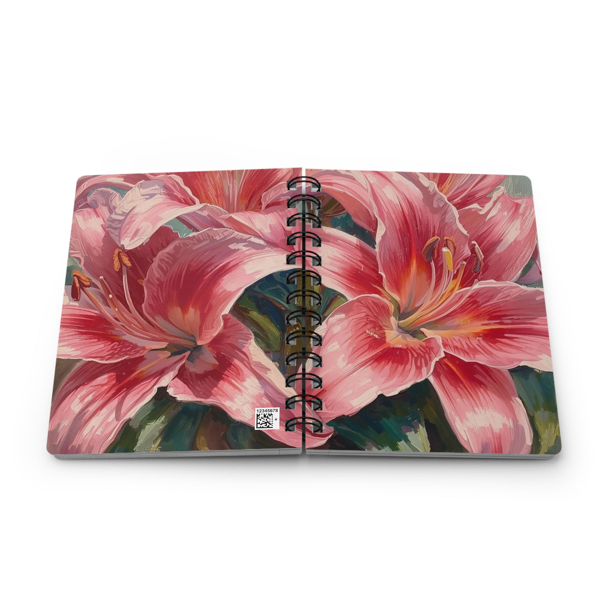 Pink Lily Floral Spiral Bound Journal