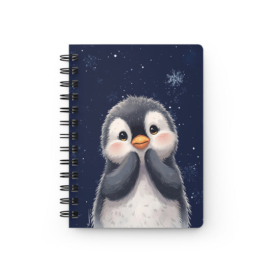 Cute Penguin Snowfall Spiral Bound Journal