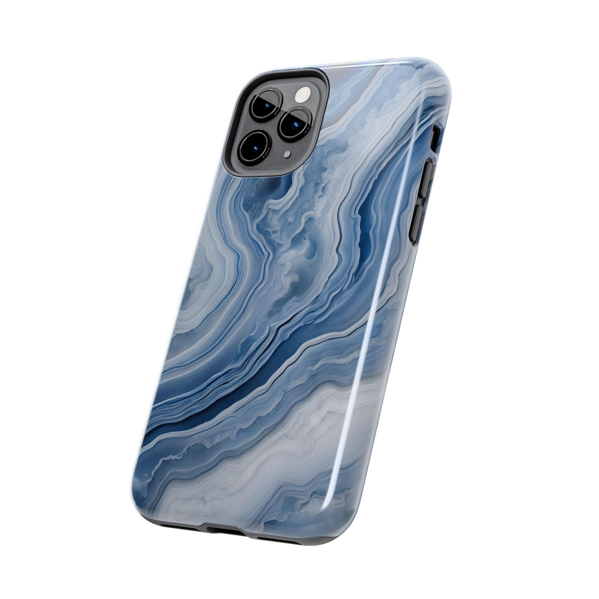 Blue Lace Agate Tough Phone Case — Marble Stone Protective Phone Cover