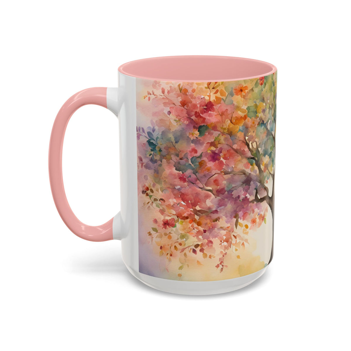 Watercolor Tree Accent Coffee Mug — Colorful Nature Art 11/15oz