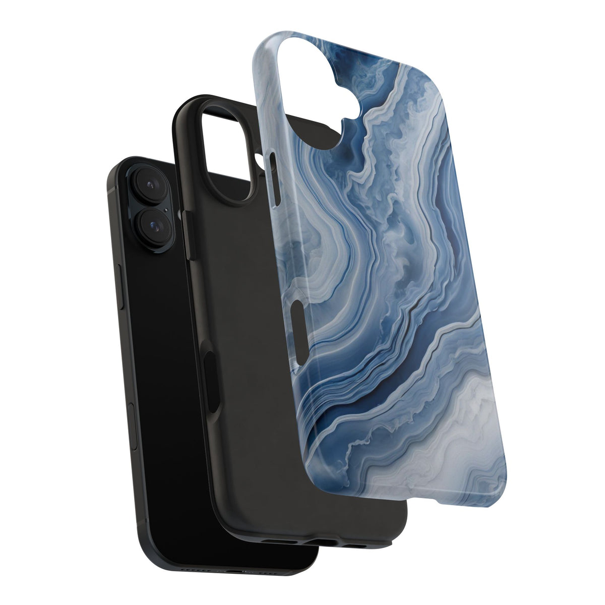 Blue Lace Agate Tough Phone Case — Marble Stone Protective Phone Cover