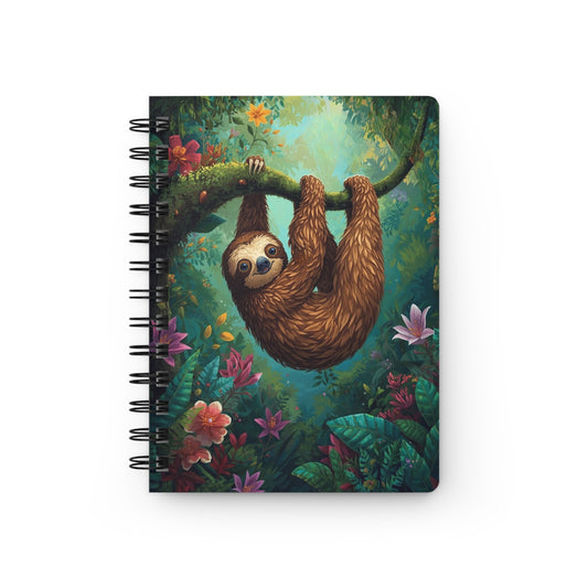 Sloth Jungle Spiral Bound Journal — Cute Hanging Sloth Notebook for Notes & Sketches