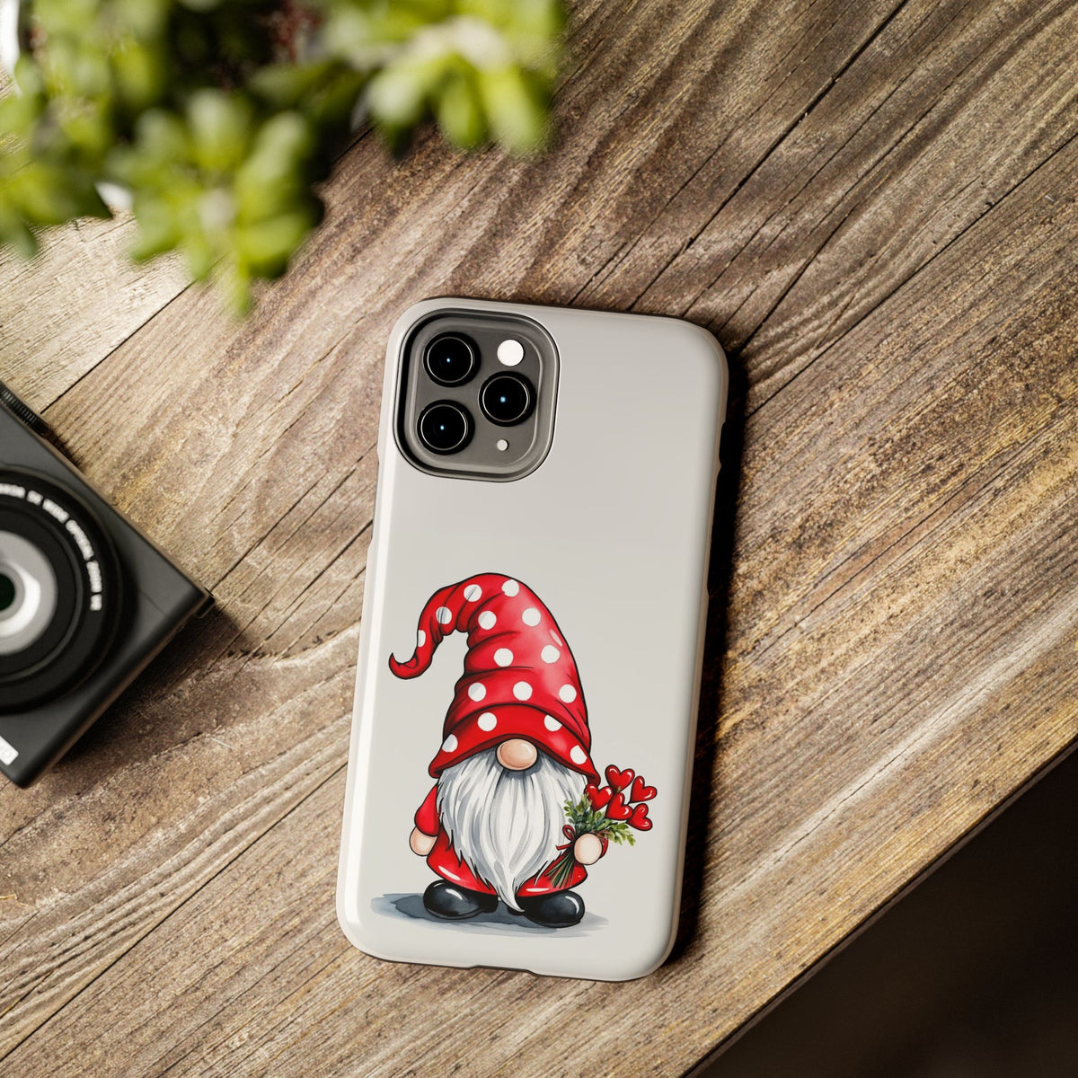 Valentine Gnome Phone Case — Cute Polka Dot Red Gnome Protective Case