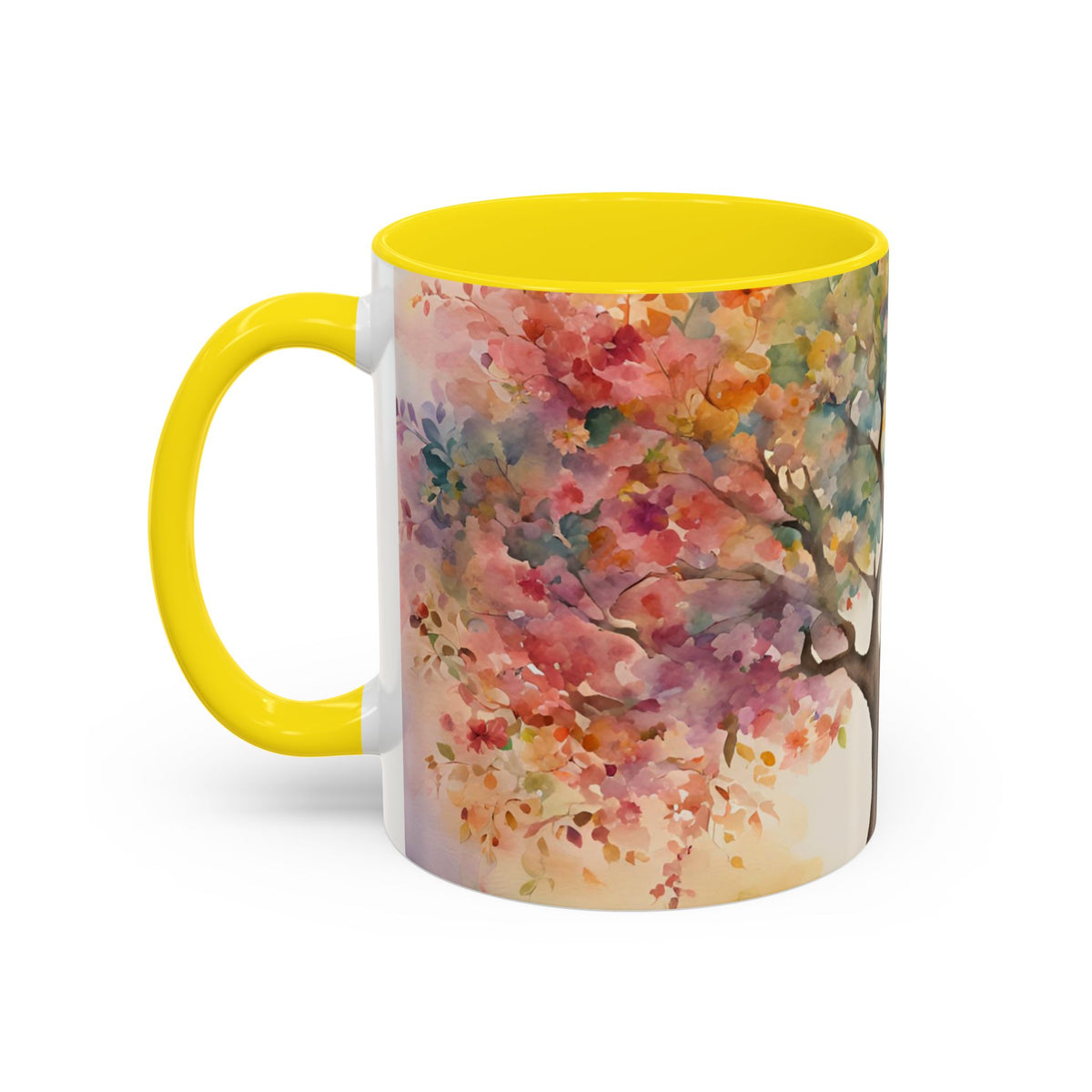 Watercolor Tree Accent Coffee Mug — Colorful Nature Art 11/15oz