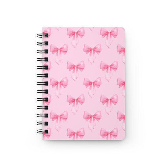 Pink Bow Pattern Spiral Notebook — Cute Girly Journal for Notes & Gifts