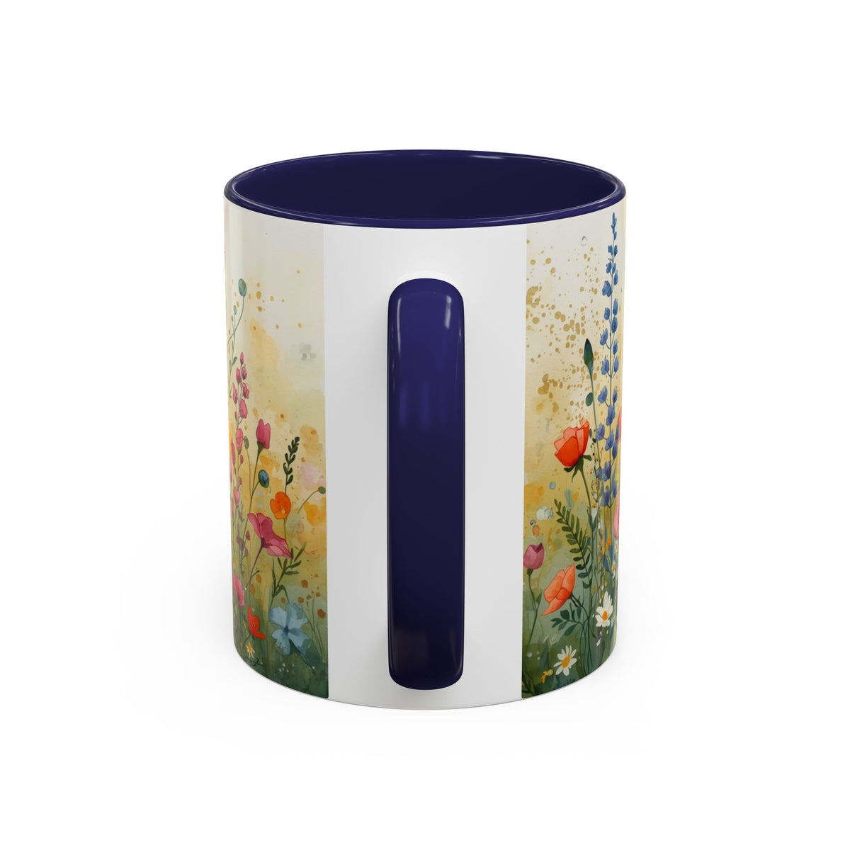Floral Meadow Accent Coffee Mug — Watercolor Wildflower 11/15oz