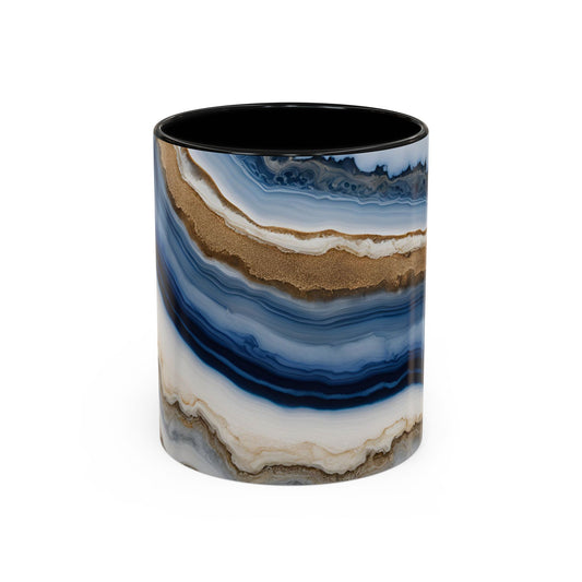 Blue Agate Accent Coffee Mug — Marble Stone Pattern 11/15oz