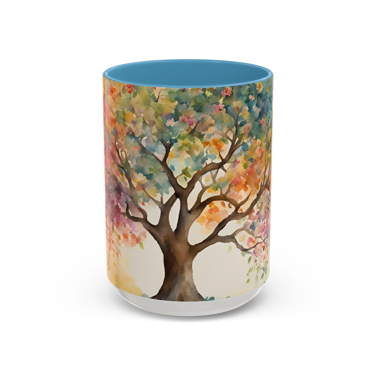 Watercolor Tree Accent Coffee Mug — Colorful Nature Art 11/15oz
