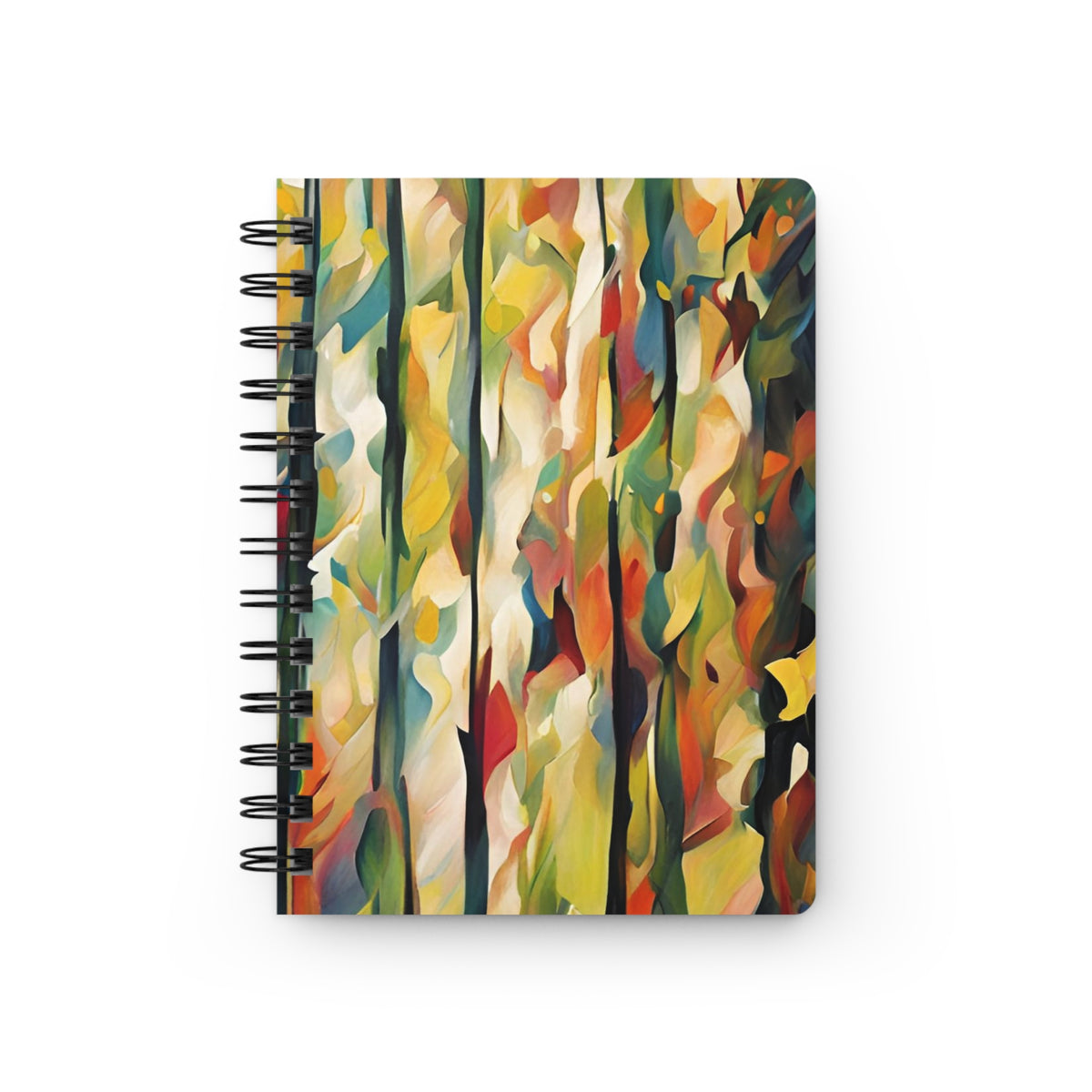Abstract Forest Spiral Notebook — Colorful Autumn Vibes Journal