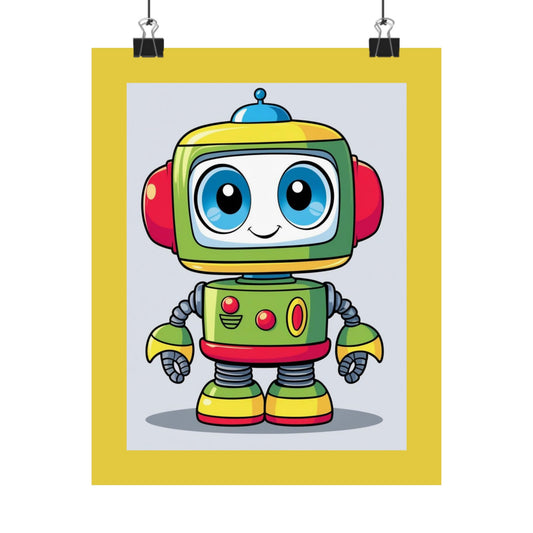 Cute Cartoon Robot Matte Poster — Kids’ Nursery Wall Art