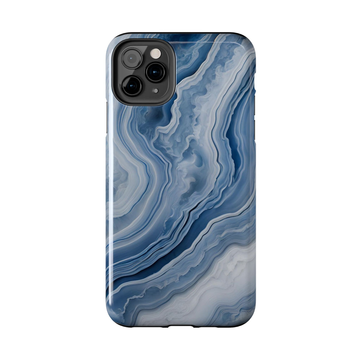 Blue Lace Agate Tough Phone Case — Marble Stone Protective Phone Cover