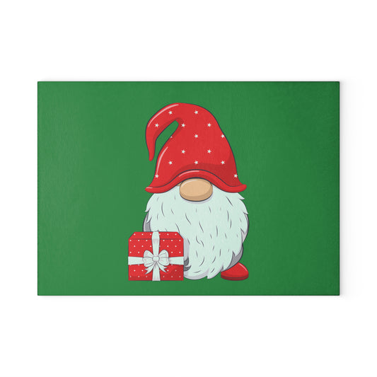 Christmas Gnome Glass Cutting Board – Festive Holiday Kitchen Décor