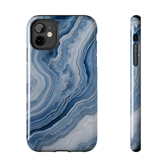 Blue Lace Agate Tough Phone Case — Marble Stone Protective Phone Cover