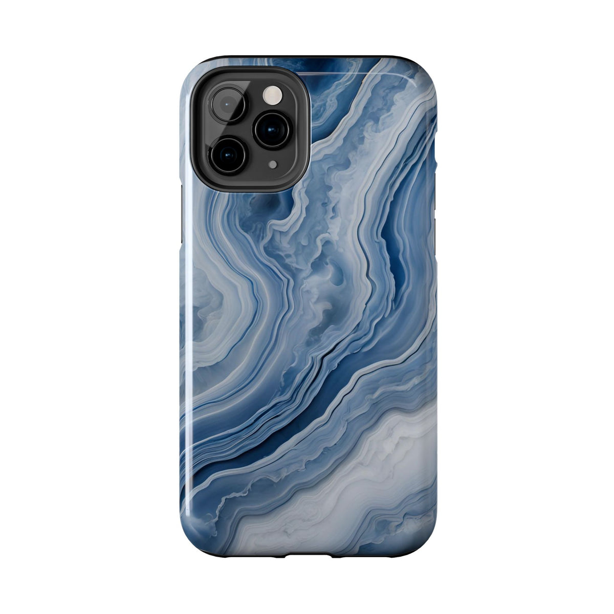 Blue Lace Agate Tough Phone Case — Marble Stone Protective Phone Cover