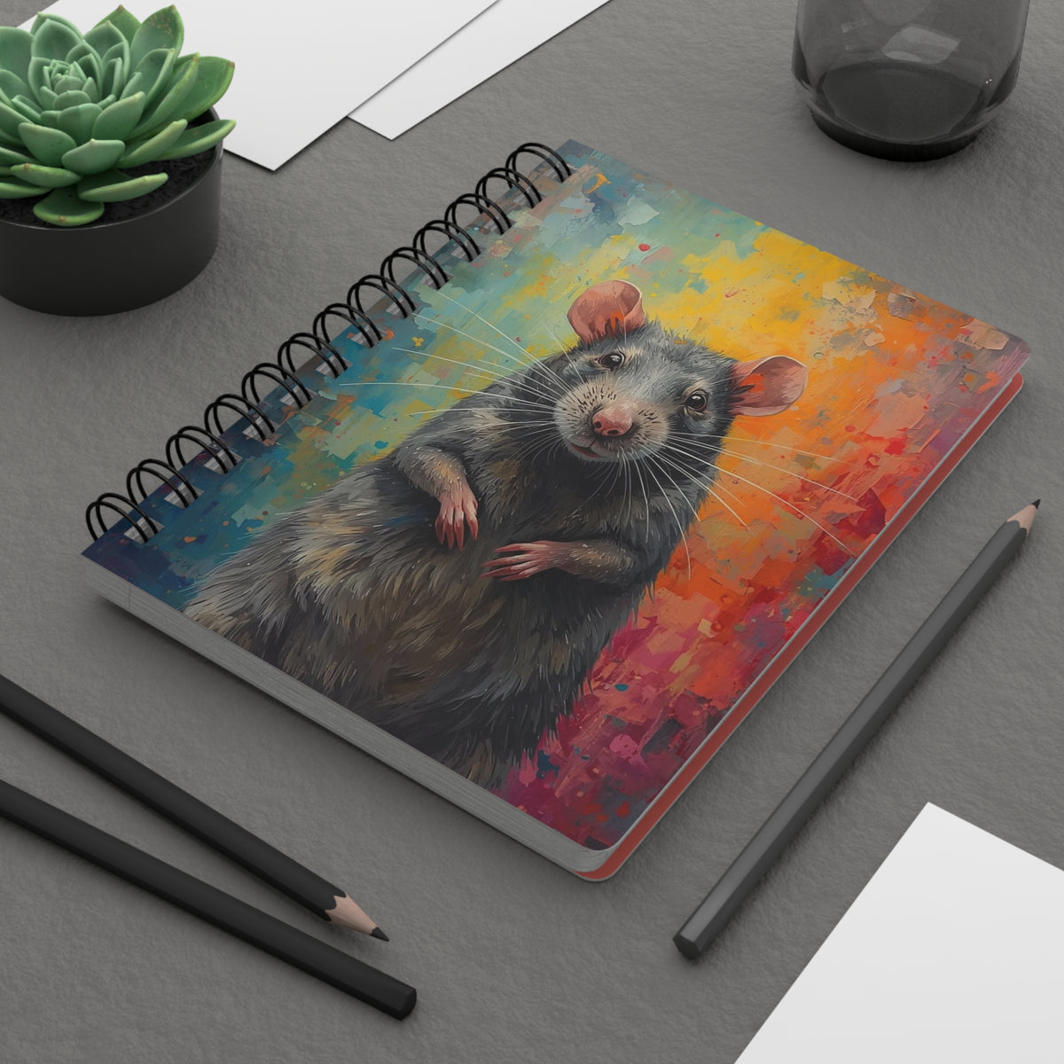 Colorful Rat Art Spiral Bound Journal