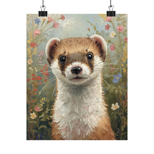 Ferret Portrait Matte Poster — Cute Woodland Animal Wall Art