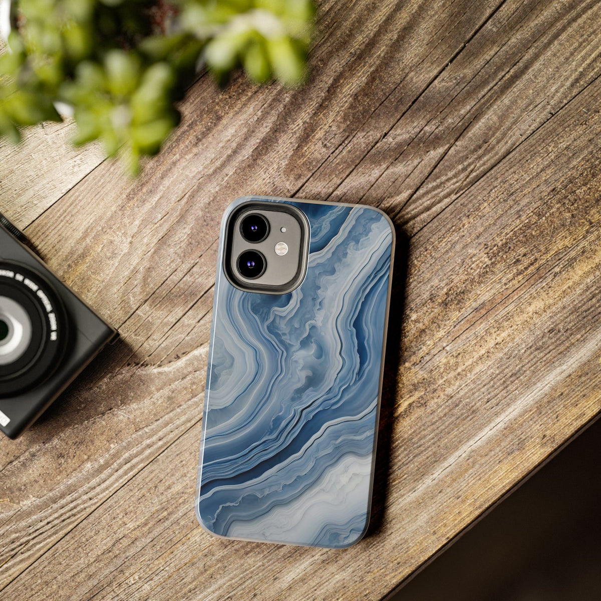 Blue Lace Agate Tough Phone Case — Marble Stone Protective Phone Cover