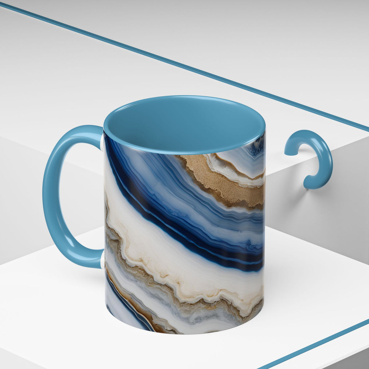 Blue Agate Accent Coffee Mug — Marble Stone Pattern 11/15oz