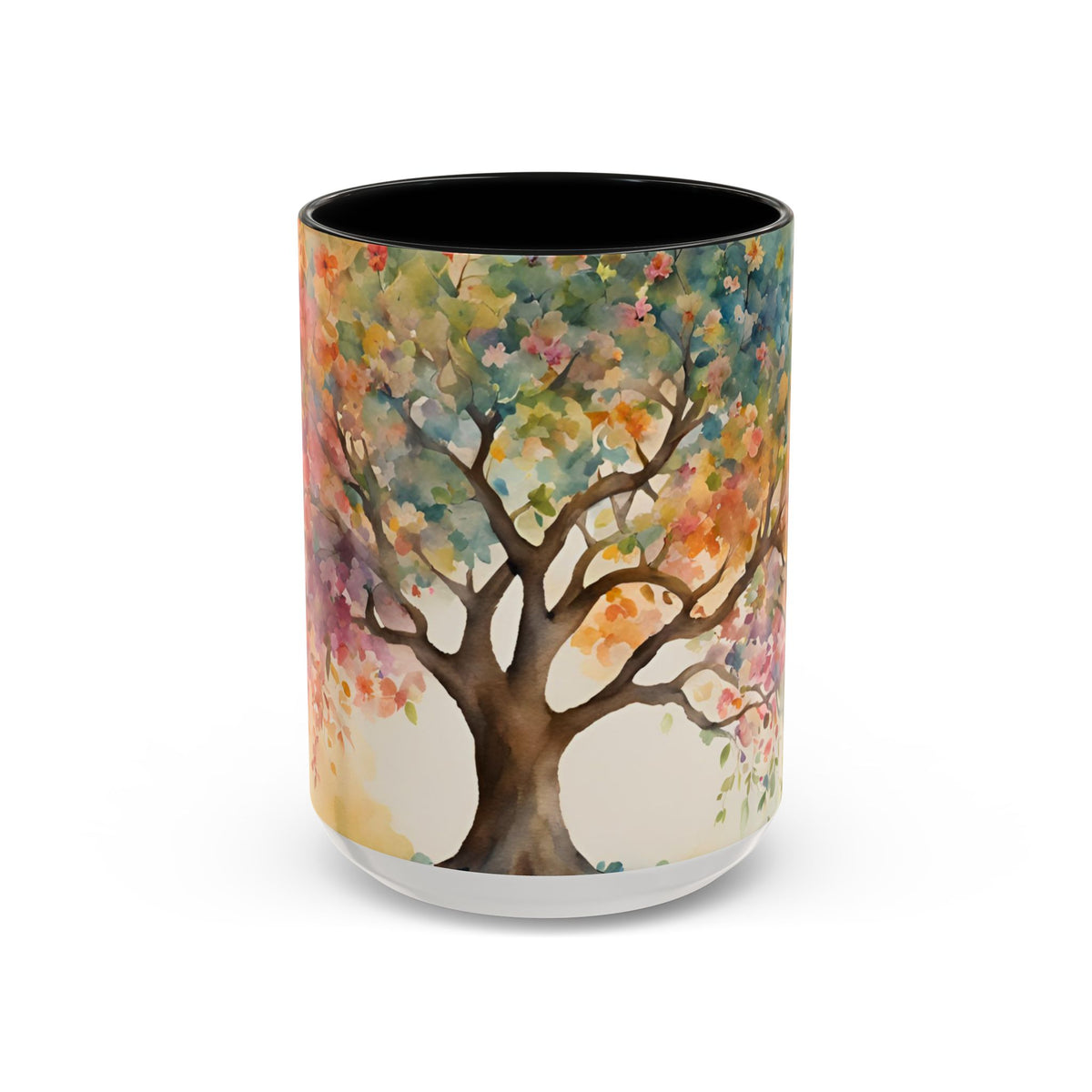Watercolor Tree Accent Coffee Mug — Colorful Nature Art 11/15oz
