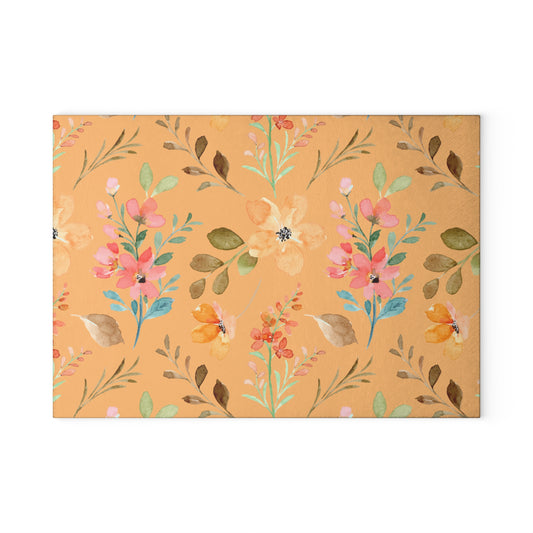 Floral Glass Cutting Board — Watercolor Wildflower Kitchen Decor