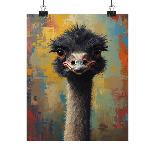 Emu Portrait Poster - Whimsical Matte Vertical Animal Wall Art
