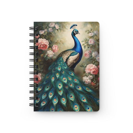 Peacock Floral Spiral Notebook — Elegant Vintage Journal