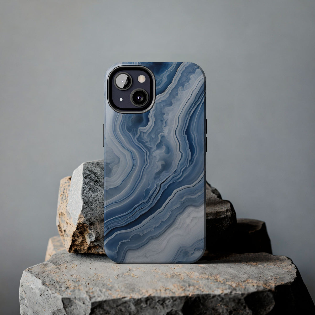 Blue Lace Agate Tough Phone Case — Marble Stone Protective Phone Cover
