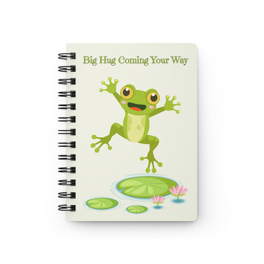 Big Hug Coming Your Way Frog Spiral Notebook — Cute Jumping Frog Journal