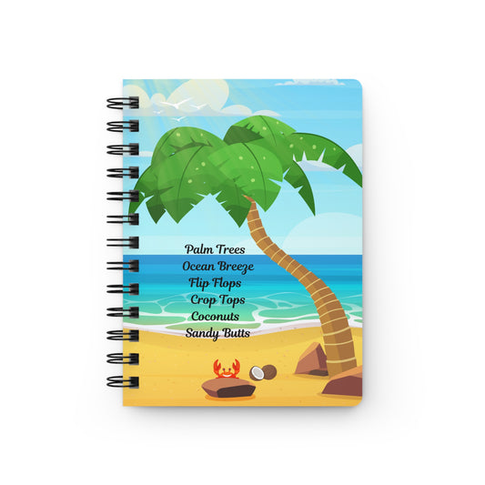 Beach Palm Trees Spiral Bound Journal — Ocean Breeze Vacation Notebook